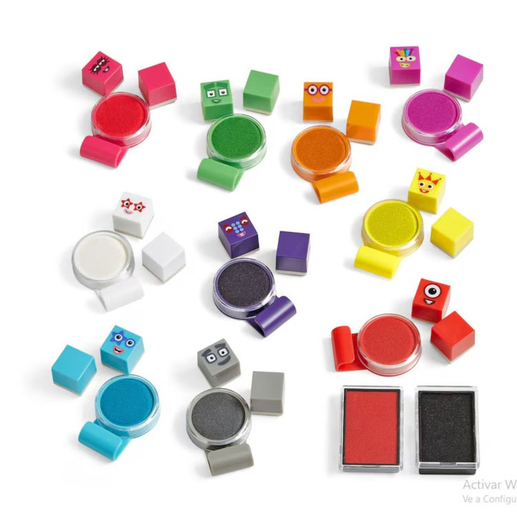 Imagen de Stampoline Park -Numberblocks. Sellos con tintas de colores