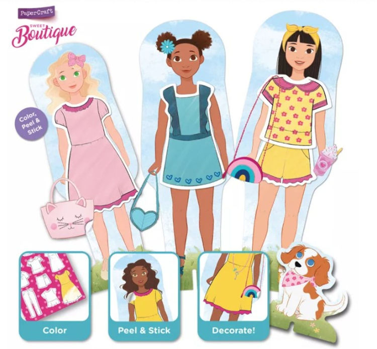 Imagen de Papercraft Sweet Boutique - Muñecas de papel para vestir y colorear
