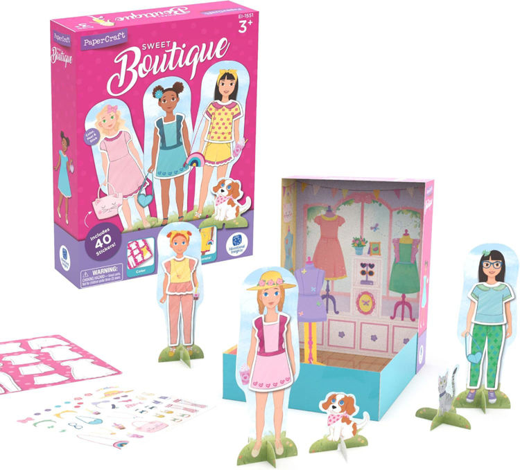 Imagen de Papercraft Sweet Boutique - Muñecas de papel para vestir y colorear