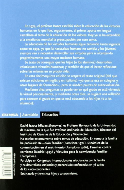 Imagen de La educación de las virtudes humanas y su evaluación