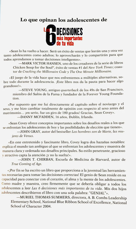 Imagen de Las 6 decisiones más importantes de tu vida. Guía para jóvenes